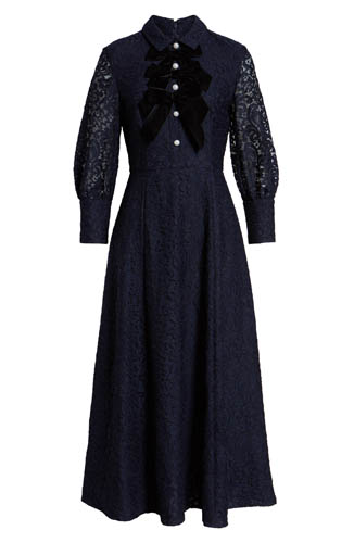 Bow Detail Lace Dress_Navy_$159