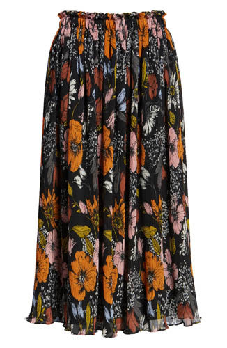 Crinkle Pleat Midi Skirt_Floral_$99